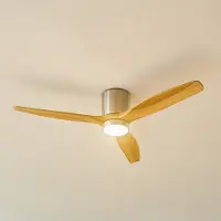 LUCANDE LED-Deckenventilator Faipari, nickel/Holz, DC,132cm