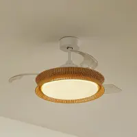 LUCANDE LED-Ventilator Lineta, weiß, Seil, Ø 103 cm, leise