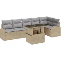 vidaXL Gartensofa-set 7 stk. Beige und Hellgrau Poly-Rattan