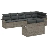 vidaXL Gartensofa-set 8 stk. Grau Poly-Rattan