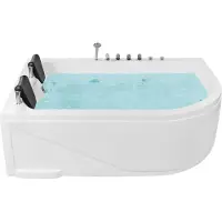 Beliani Whirpool-Badewanne Weiß Rechts 180 x 120 cm mit LED-Beleuchtung SPA Modern