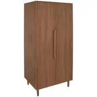 Sweeek - Kleiderschrank im Holzlook mit 2 Türen, Regalen und Kleiderstange - Nussbaumfarben