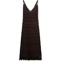 Superdry für Damen. W8011856A Braunes gehäkeltes Midikleid mit Quasten (M), Lässig, Ärmellos / Hosenträger, Bio-Baumwolle, Nachhaltig