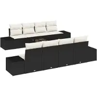 vidaXL Sofa Set 7 stk. Schwarz und Creme [Synthetisch]: Poly Rattan
