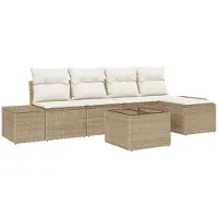 vidaXL Garten-Sofa-Set 5 stk. Beige und Creme Poly-Rattan