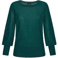 Goldner Eleganter glitzernder U-Boot-Pullover in smaragd | Gr.: 44