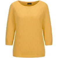 Goldner Kurzgröße: Halbarm Baumwollpullover mit Struktur in honig | Gr.: 20
