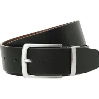 Jack & Jones Ledergürtel "JACRIO REVERSIBLE LEATHER BELT NOOS", Herren, Gr. 85, braun (schwarz detail:cognac, reversible), Leder, unifarben, Gürtel Ledergürtel