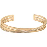 BOSS Armreif "Schmuck Edelstahl Armschmuck SAYA", gold (roségoldfarben, kristallweiß, kristallweiß), Armbänder, Damen, Edelstahl, Armreif, mit Preciosa Crystal