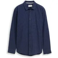Tom Tailor Langarmhemd , Herren, Gr. S, N-Gr, blau (blau vichy check), Web, Obermaterial: 100% Baumwolle, kariert, regular fit normal, 1-Knopf-Manschette, Hemden Langarmhemd, mit Karomuster