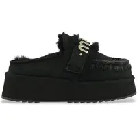 Mou für Damen. MU.FW681006A Echo Leder Clogs mit Logo auf schwarzem Riemen (40), 3 bis 5 cm, Keine, Lässig