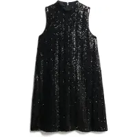 Superdry für Damen. W8012035A Schwarzes Paillettenkleid (L), Lässig, Party, Klassisch, Polyester, Ärmellos / Hosenträger