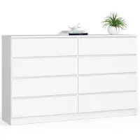 Akord Kommode 8 Schubladen Weiß 160X40X99 Cm