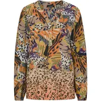 Goldner Kurzgröße: Elegante Printbluse, Langarm in honig / gemustert | Gr.: 22