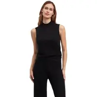Falke Pure Merino Wool Damen Weste, XL, Schwarz, Uni,Streifen, Schurwolle