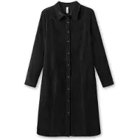 Sheego Blusenkleid "Cord-Kleid", Damen, Gr. 48, Normalgrößen, schwarz, 100% Baumwolle, unifarben, knielang, V-Ausschnitt, Kleider Blusenkleid