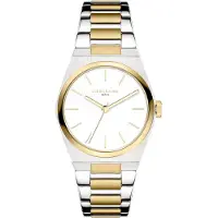 Liebeskind berlin Quarzuhr "Minimalist 45 mm", gold (silbergoldfarben, weiß), Armbanduhren, Damen, silbergoldfarben, Quarzuhr, Armbanduhr, Damenuhr, Edelstahlarmband, analog