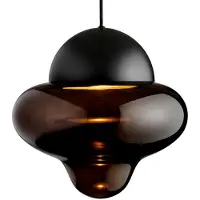 Design By Us LED-Hängeleuchte Nutty XL, braun / schwarz, Ø 30 cm, Glas