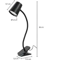 LINDBY Ailina LED-Tischlampe, Klemmfuß, schwarz