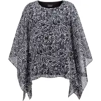 Goldner "Kurzgröße Tunikbluse mit Chiffon-Überwurf, Print" Leichter Chiffon