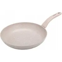 Galicja Traditionelle Bratpfanne mit Marmor-Antihaftbeschichtung GRANITA 26 cm, beige Antihaftbeschichtung, rutschfester Griff