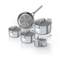 Ninja Topf- und Pfannen-Set 5tlg.Zerostick Edelstahl (Pfanne 16cm,24cm,Töpfe 16cm,18cm,20cm)