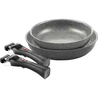 Ballarini Torre Bratpfannen-Set 24 und 28 cm, Mit 2 abnehmbaren Griffen, Keramik
