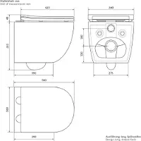 LuxeBath Spülrandloses Wand Hänge-WC lang 54cm, Schwarz matt, Toilette mit WC-Sitz abnehmbar aus Duroplast Softclose Absenkautomatik, aus Sanitärkeramik