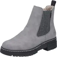 Rieker Chelseaboots , Damen, Gr. 37, grau, Elastischer Einsatz, Lederimitat, Basic, Schuhe Chelseaboots, Winterstiefelette, Winterboots, Blockabsatz, mit Stretcheinsatz