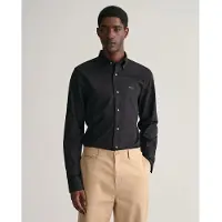 Gant Langarmhemd "SLIM PINPOINT OXFORD", Herren, Gr. XXL, N-Gr, schwarz, Web, Obermaterial: 100% Baumwolle, slim fit normal, 2-Knopf-Manschette, Hemden Langarmhemd