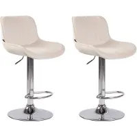 CLP 2er Set Barhocker Lentini Samt drehbar und höhenverstellbar - Farbe: creme, Gestellfarbe: chrom