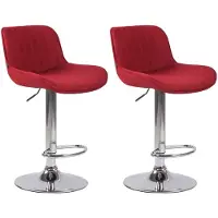 CLP 2er Set Barhocker Lentini Stoff Rot/Chrom
