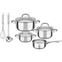 GSW Topf-Set "Montreal", silber (silberfarben), Töpfe, Topf-Set, inkl. aller Kochutensilien die eine Haushaltsküche benötigt, Induktion