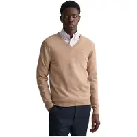 Gant für Herren. 87212 Pullover mit V-Ausschnitt aus sehr feiner beiger Schafwolle (3XL), Lässig