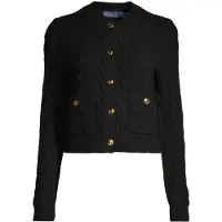 Ralph Lauren für Damen. 211978312001 Schwarze Wollstrickjacke (S), Lässig, Wolle