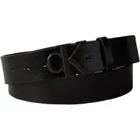 Calvin Klein Ledergürtel JEANS "MONOGRAM BUCKLE 35MM", Herren, Gr. 125, schwarz (schwarz, matte schwarz), Rindsleder, unifarben, Gürtel Ledergürtel, Größenverstellbar