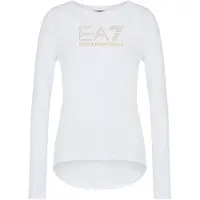 Emporio Armani für Damen. 8NTT51_TJDQZ Langärmeliges T-Shirt Evolution aus weißem Baumwoll- und Modalstretchgewebe (XS), Lässig, Baumwolle, Langarm