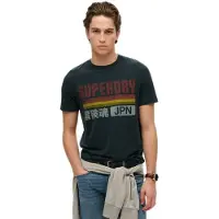 Superdry für Herren. M1012211A Japan navy T-shirt (XXL), Lässig, Baumwolle, Kurzarm, Marine