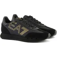 Emporio Armani Sneaker - Sneaker Black White Vintage Nylon+cow Suede+pu Calf+wet Pu+tpu Eyelet triple black+gold (MZ177) 4.5