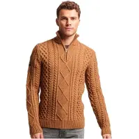 Superdry für Herren. M6110527A Geflochtener Strickpulli mit halbem Reißverschluss Vintage Jacob braun (S), Lässig, Acryl