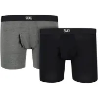 Saxx Vibe Xtra Soft Comfort Boxer Brief FLY 2PK black/dark grey heather (BLG) XXL
