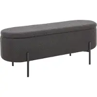 SalesFever Bettbank mit Stauraumfunktion | aufklappbar | Bezug Bouclé Stoff | Metallgestell | B 110 x T 40 x H 44 cm | anthrazit – schwarz
