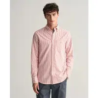Gant für Herren. 3240060 Regular Fit Hemd aus Leinen und Baumwolle mit rosa Streifen (XXL), Lässig, Langarm