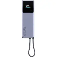 Xiaomi Powerbank 10000 mAh QC PD 165 W mit integriertem USB-C-Kabel PB1165MI mit LED-Anzeige, grau