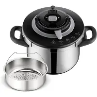 Tefal Clipso Plus Chef, 6 l, Keramik, Gas, Halogen, Induktion, Schwarz, Grau, Kunststoff, Edelstahl, Kunststoff, Schwarz