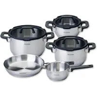 Fackelmann Topf-Set "Elmau", silber (silberfarben, schwarz), Töpfe, Topf-Set, Deckel mit Abgießfunktion