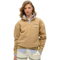 Superdry für Damen. W2012246A Sweatshirt mit halbem Reißverschluss Country Club Half beige (M), Lässig, Polyester