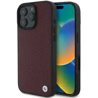 BMW BMHMP16X23RDDR iPhone 16 Pro Max 6.9" czerwony/red hardcase Sign Leather Diamond Metal Logo MagS