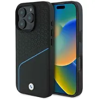 BMW BMHMP16L23RDCLK iPhone 16 Pro 6.3" schwarz hardcase Sign Leather Textured And Line MagSafe Schutzhülle