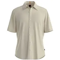 BOSS für Herren. 50537382 Ausgeschlagenes beiges Hemd (6XL), Lässig, Baumwolle, Kurzarm
